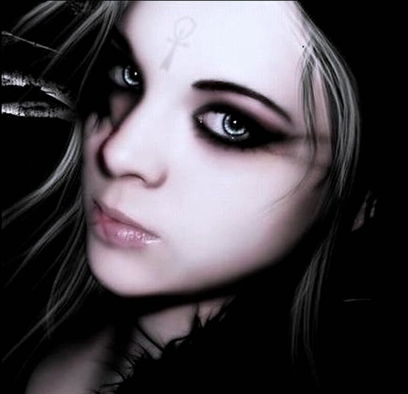Woman with Pale Makeup — Black, Dramatic, Photograph