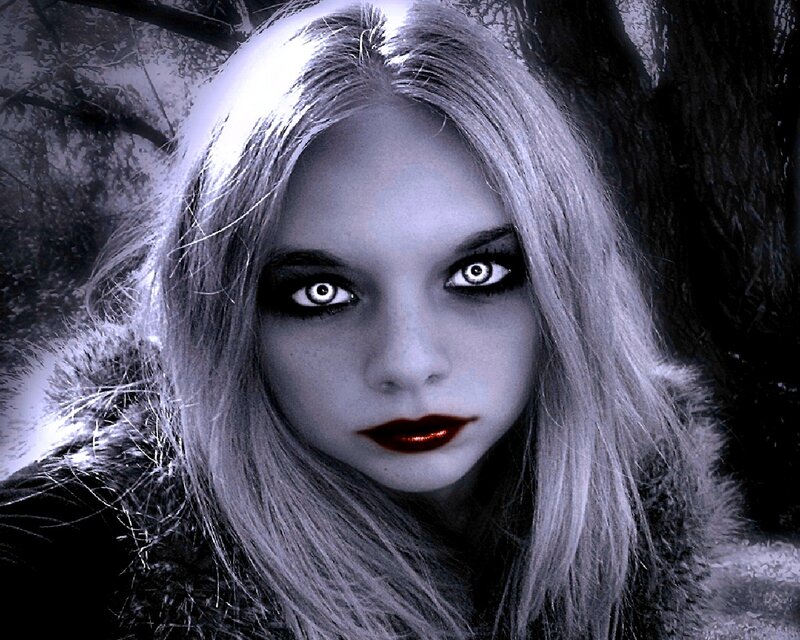 Woman with Pale Makeup — Black, Dramatic