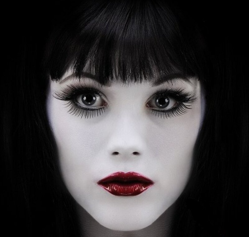 Woman with Pale Makeup — White