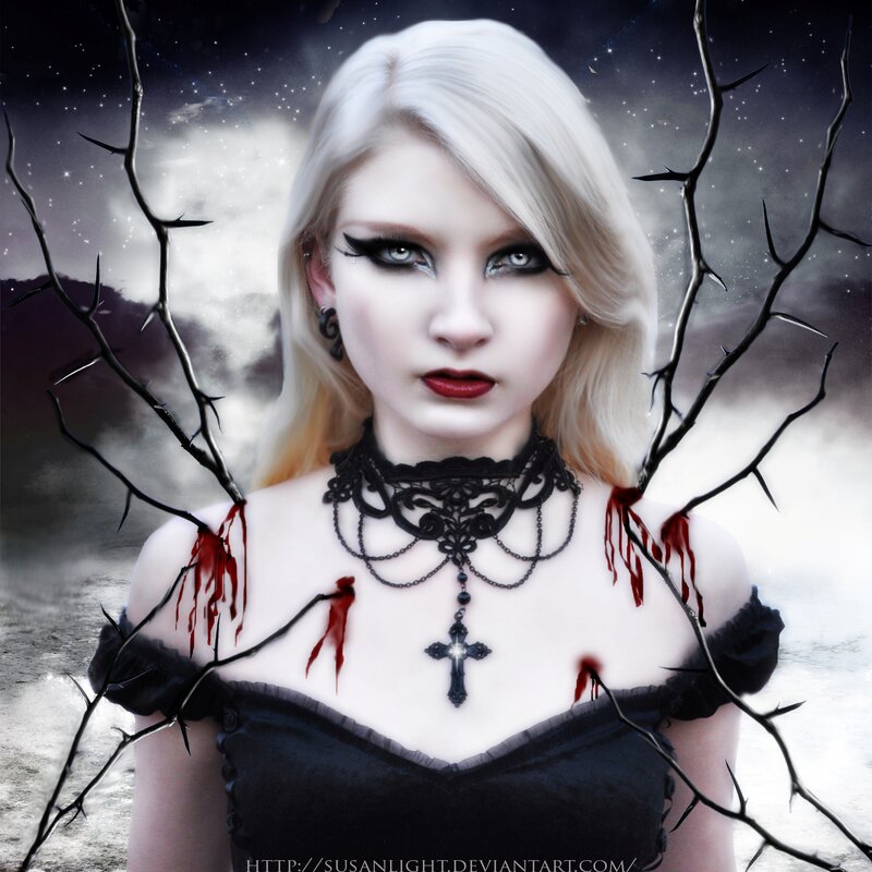 Woman with Pale Skin — Black, Dark
