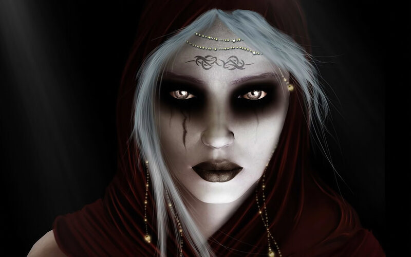 Woman with Pale Skin — Black, Dramatic