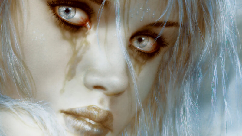 Woman with Pale Skin — White, Dramatic, Digital Art
