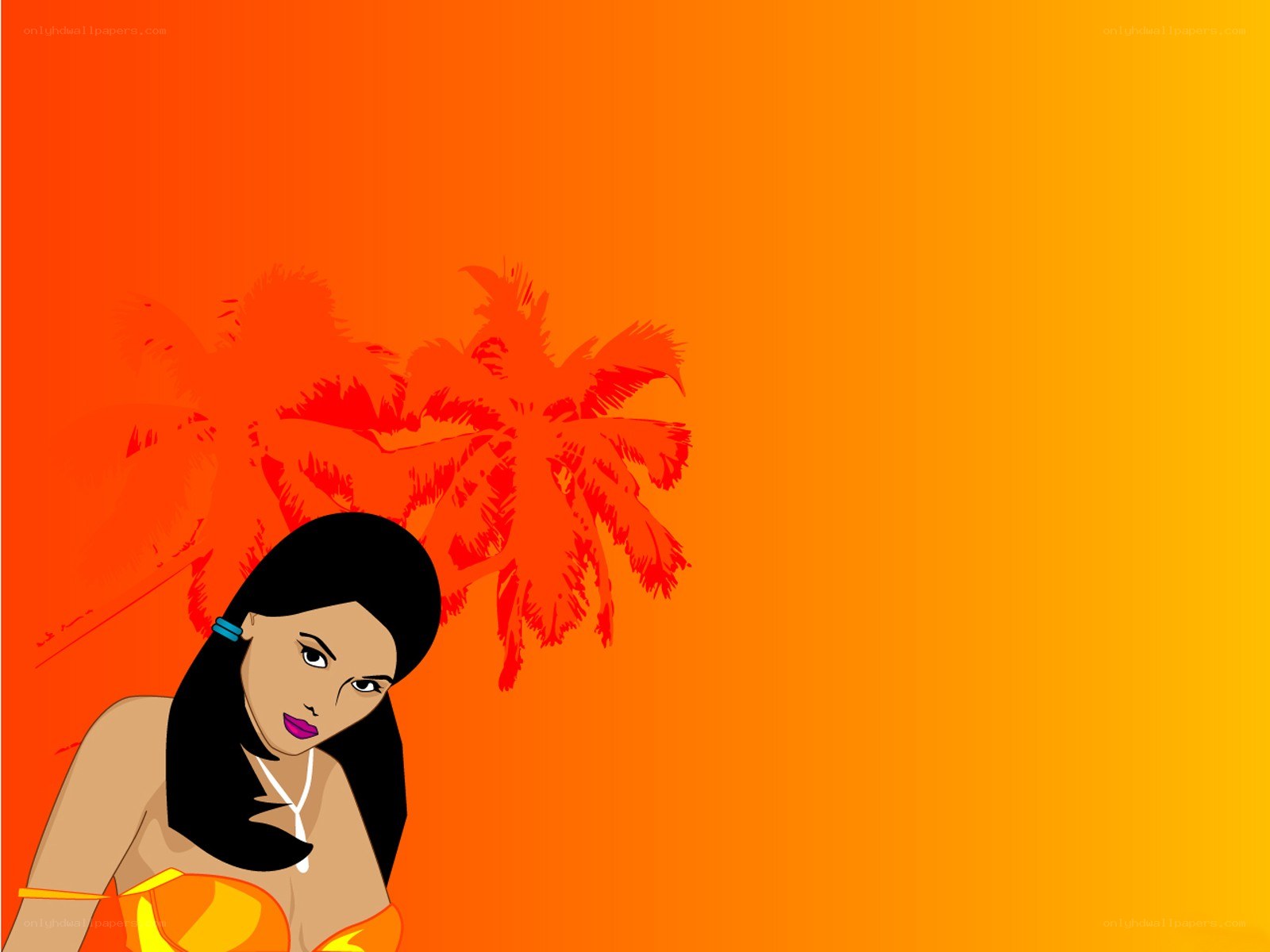 woman with palm trees