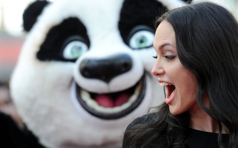 Woman with Panda Mascot — Black