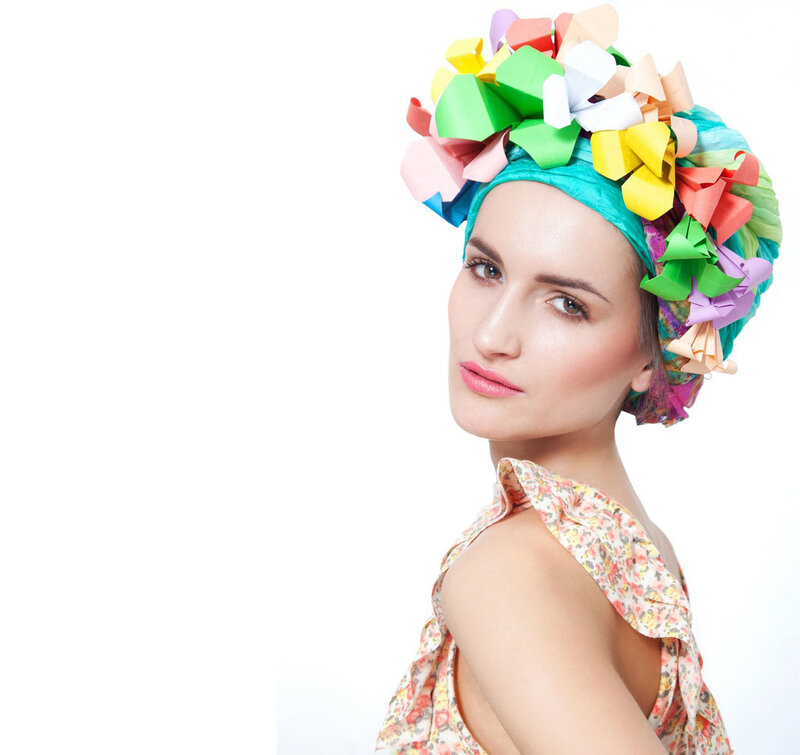 Woman with Paper Headpiece