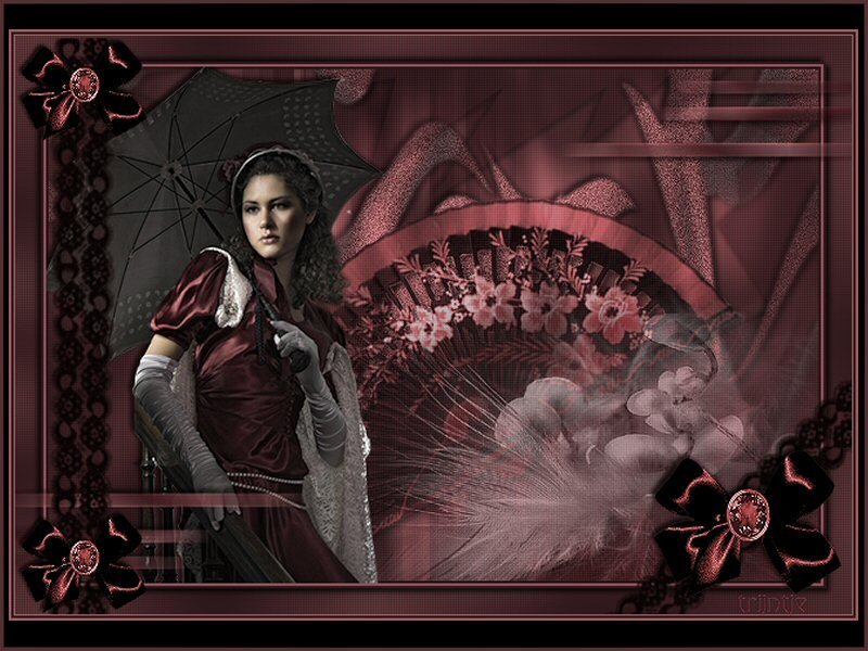 woman with parasol and fan
