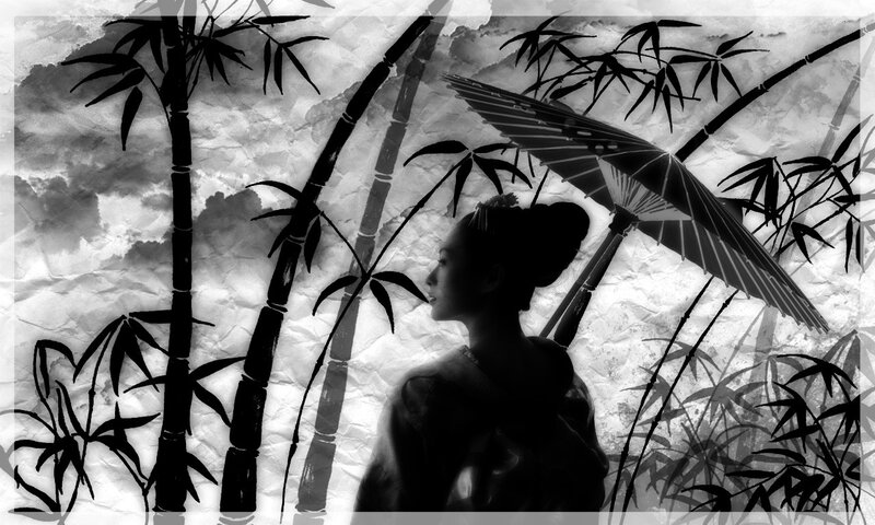 Woman with Parasol — Black, Serene