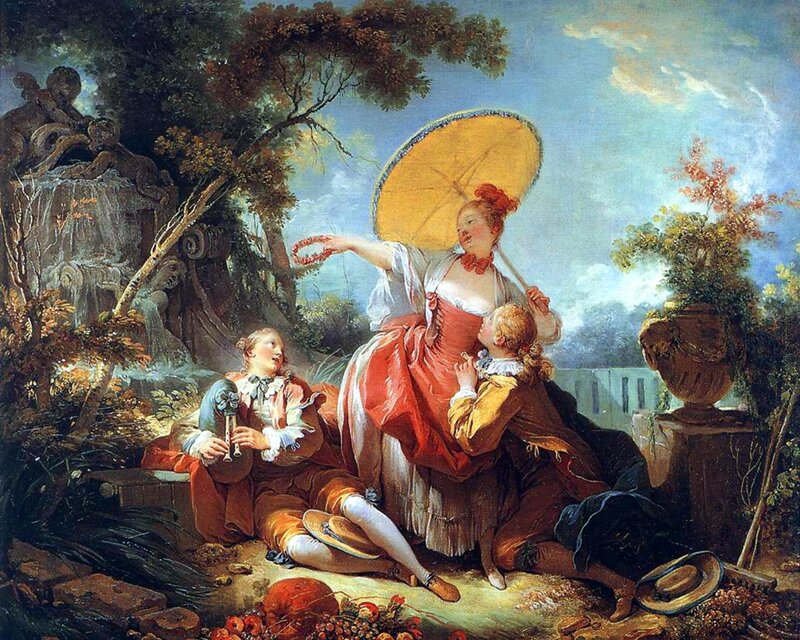 Woman with Parasol in Garden — Red