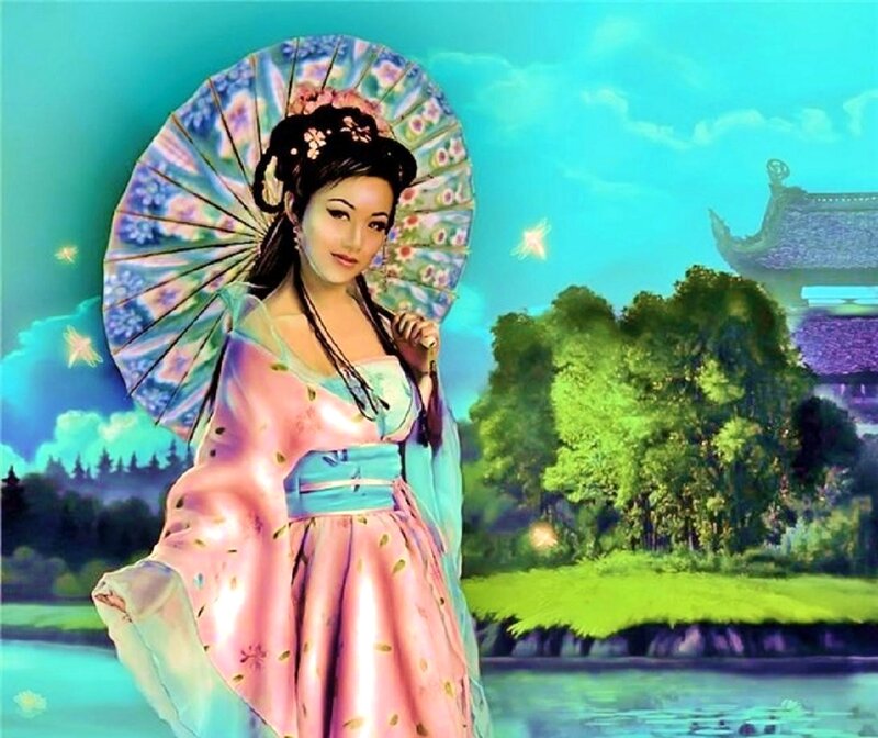 Woman with Parasol — Pink, Serene