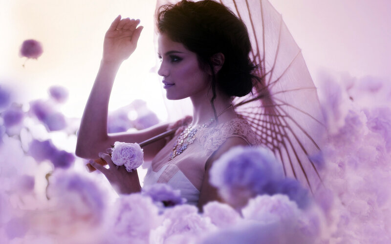 Woman with Parasol — Purple, Serene, Photograph