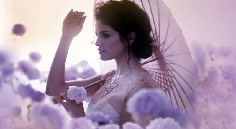 Woman with Parasol — Purple, Serene, Sunset
