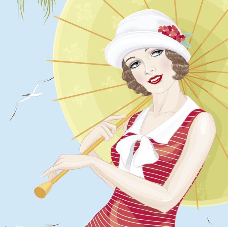 Woman with Parasol — Red