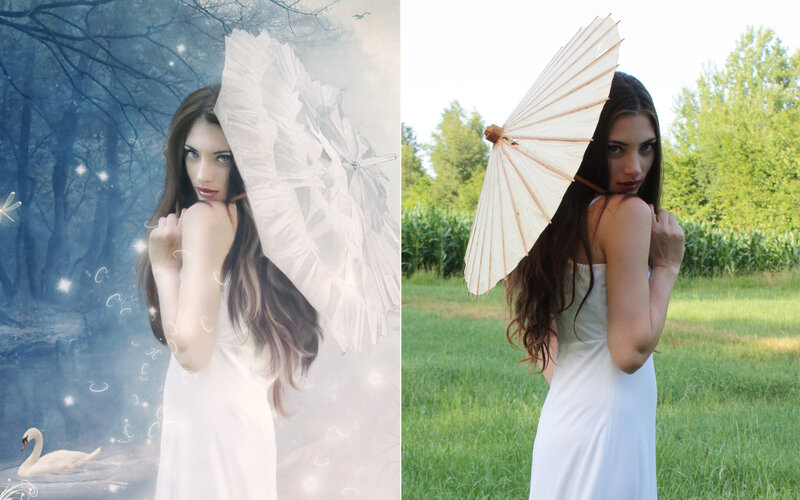 Woman with Parasol — White