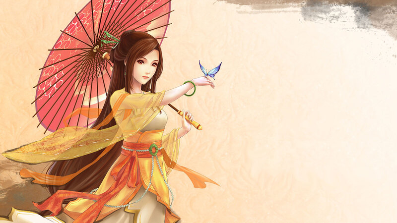 Woman with Parasol — Yellow, Serene