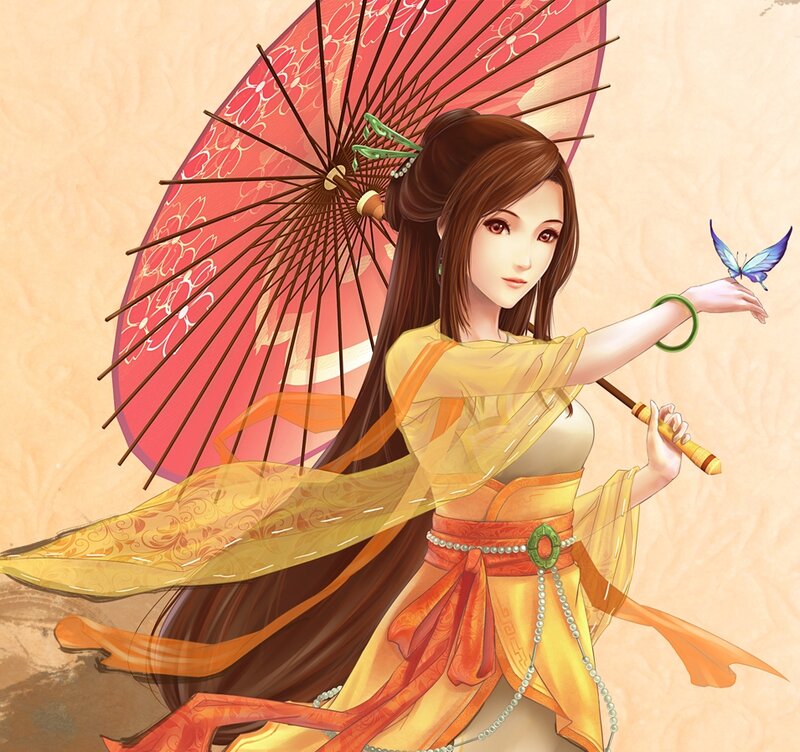 Woman with Parasol — Yellow