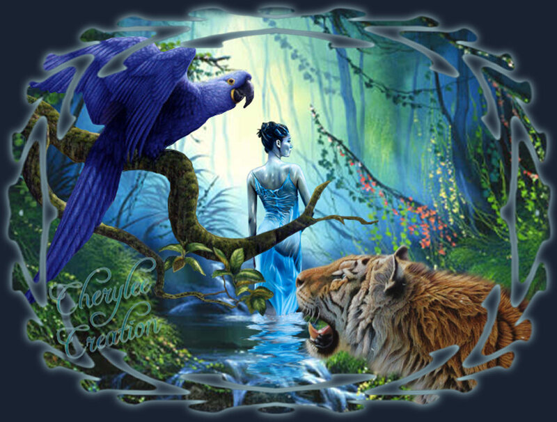 Woman with Parrot and Tiger
