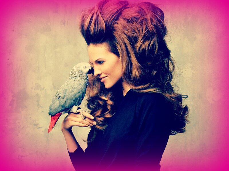 Woman with Parrot — Pink, Calm