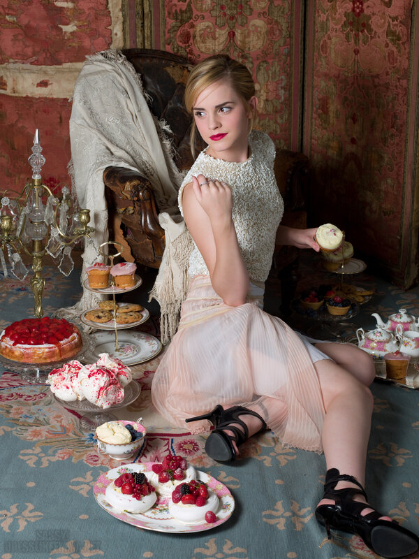 Woman with pastries at tea party