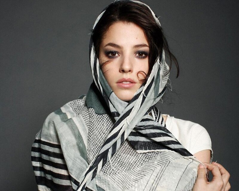 woman with patterned scarf