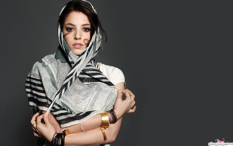 woman with patterned scarf