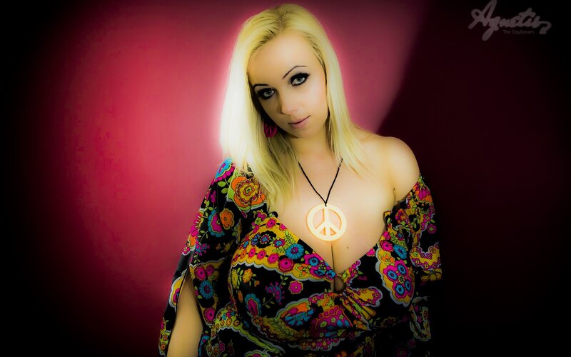 woman with peace sign necklace