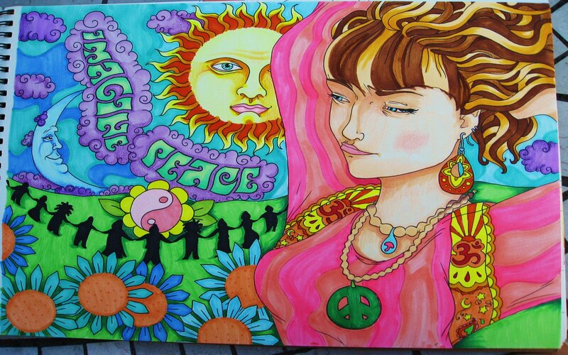 Woman with Peace Sign — Pink