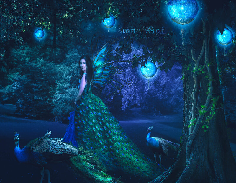 Woman with Peacock Dress
