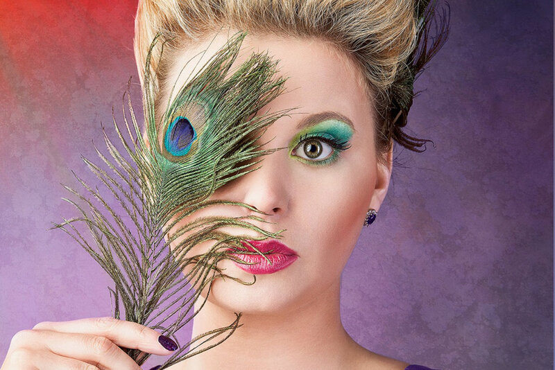 Woman with Peacock Feather — Purple