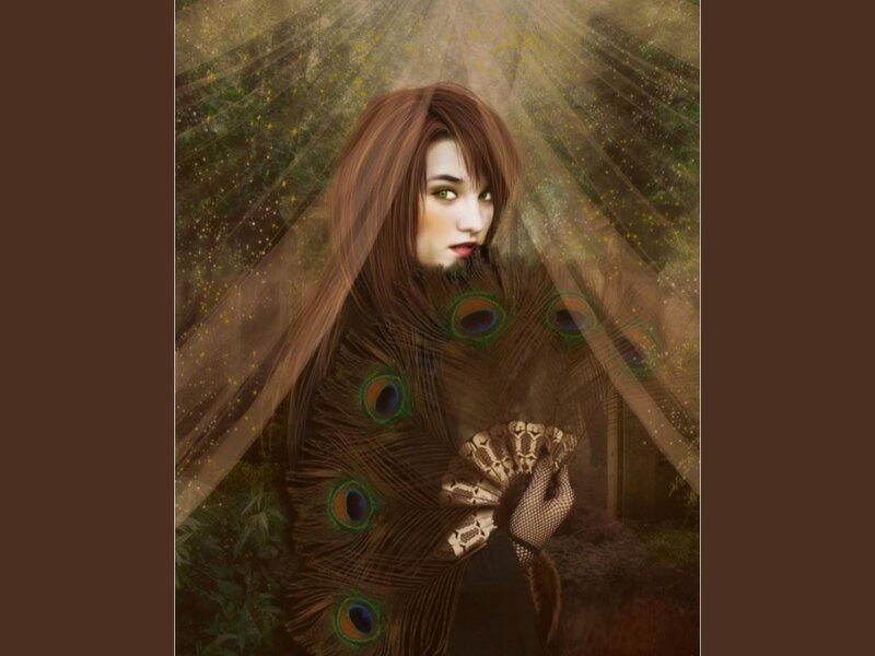 Woman with Peacock Feathers — Brown