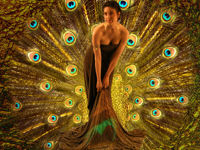 Woman with Peacock Feathers — Gold