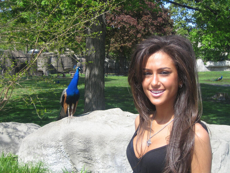 Woman with Peacock — Green, Serene