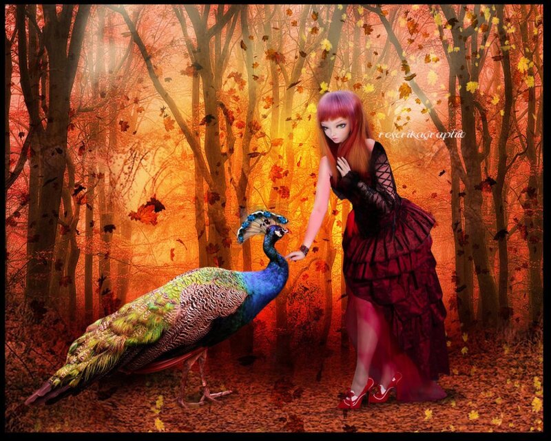 Woman with Peacock — Orange