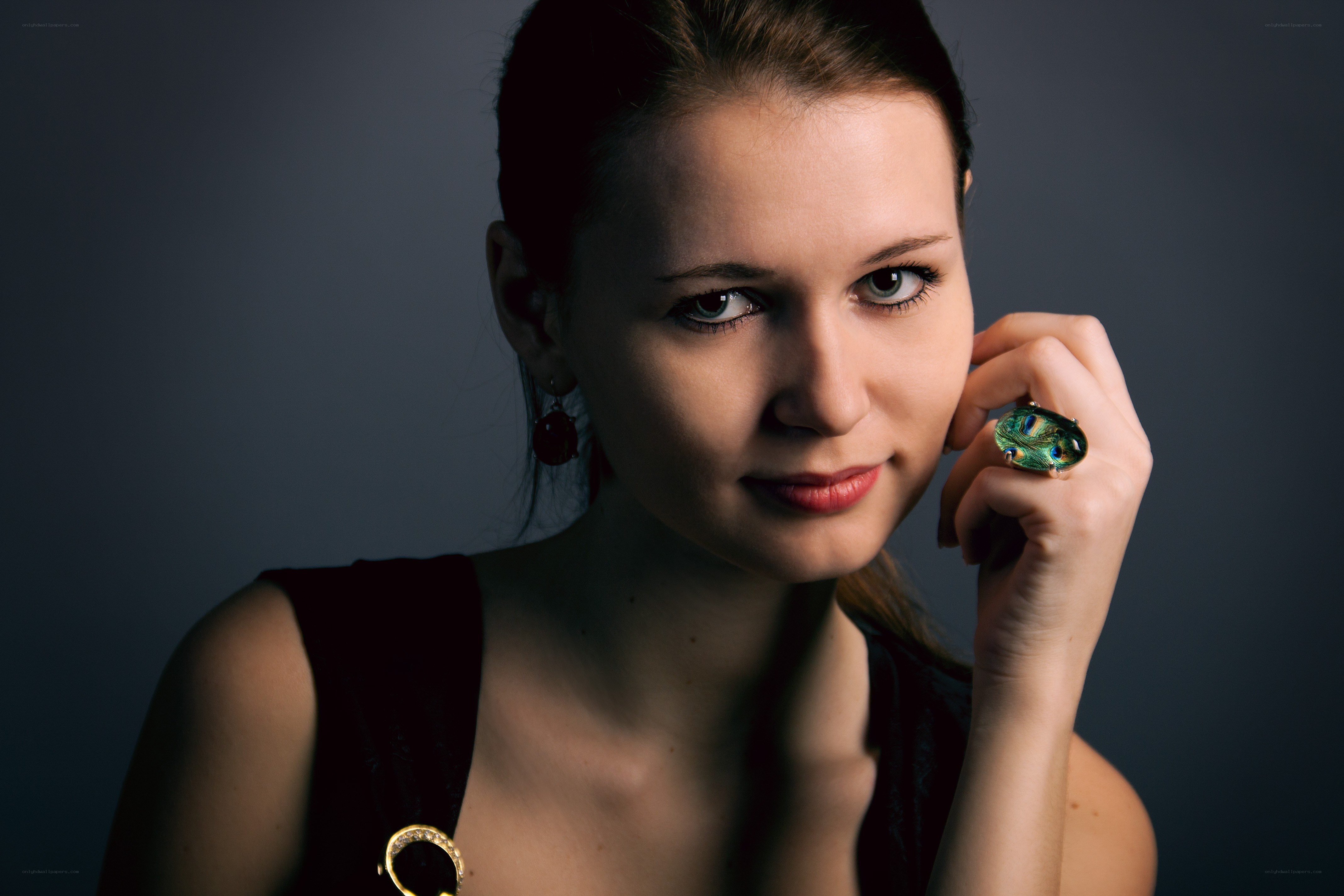 woman with peacock ring