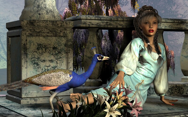 Woman with Peacock