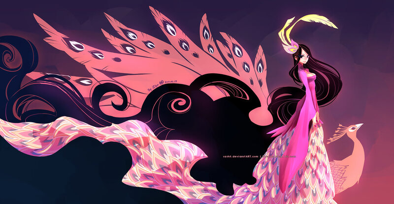 Woman with Peacock Wings — Pink