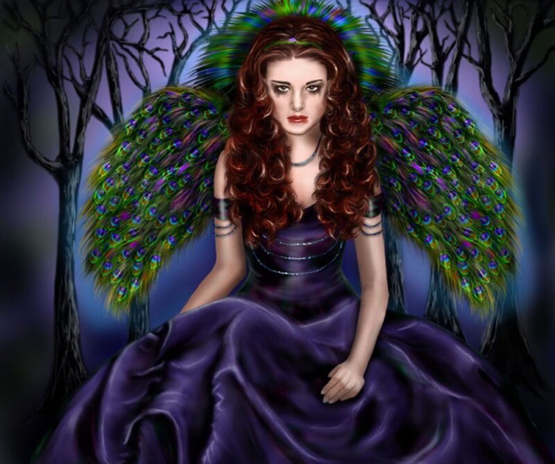 Woman with Peacock Wings — Purple