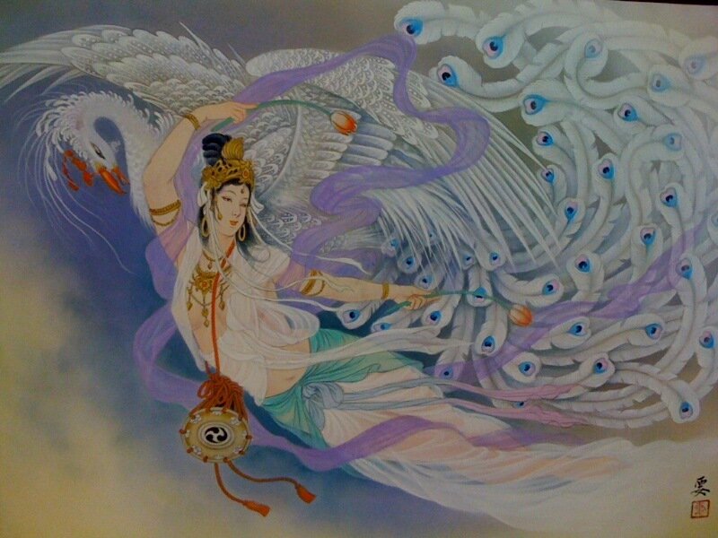 Woman with Peacock Wings — White