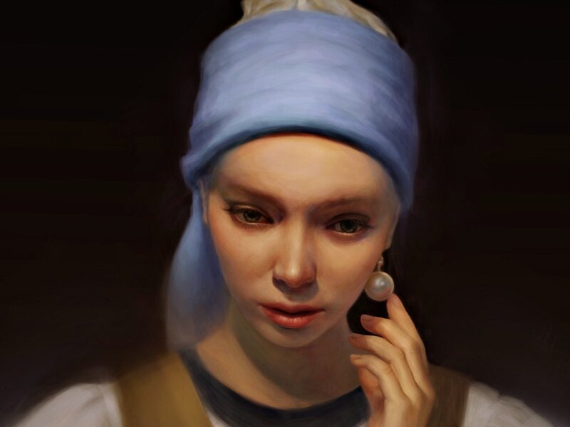 Woman with Pearl Earring — Blue