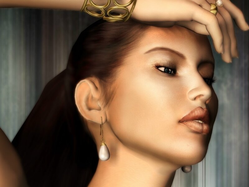 woman with pearl earrings