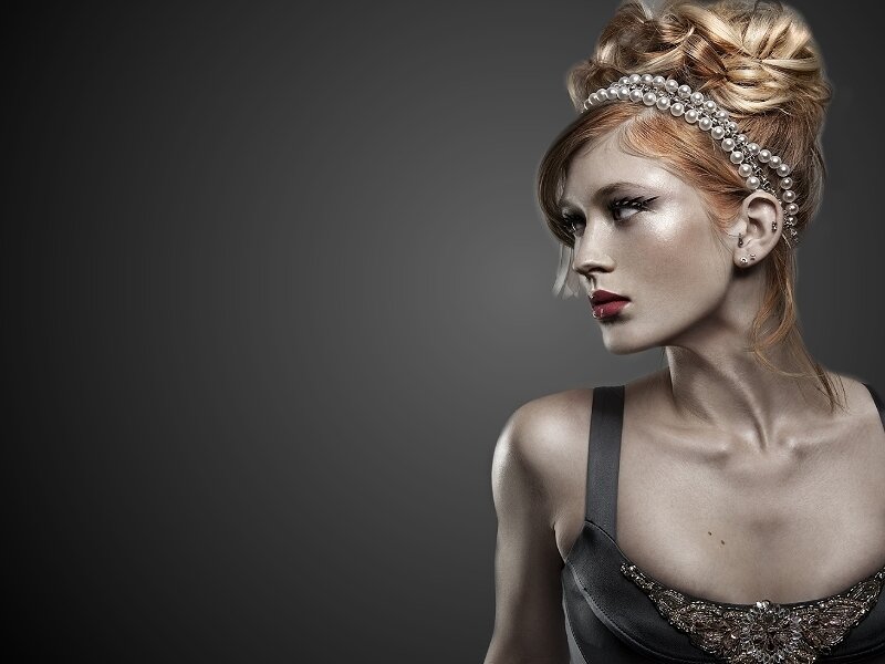 Woman with Pearl Headband — Gray