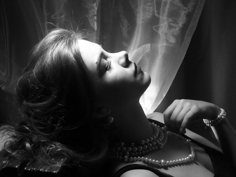 Woman with Pearl Necklace — Black, Dramatic