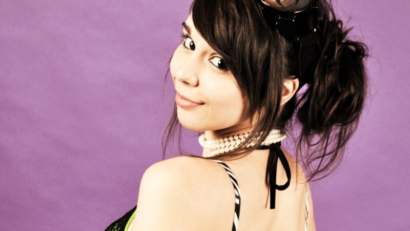 Woman with Pearl Necklace — Purple, Playful
