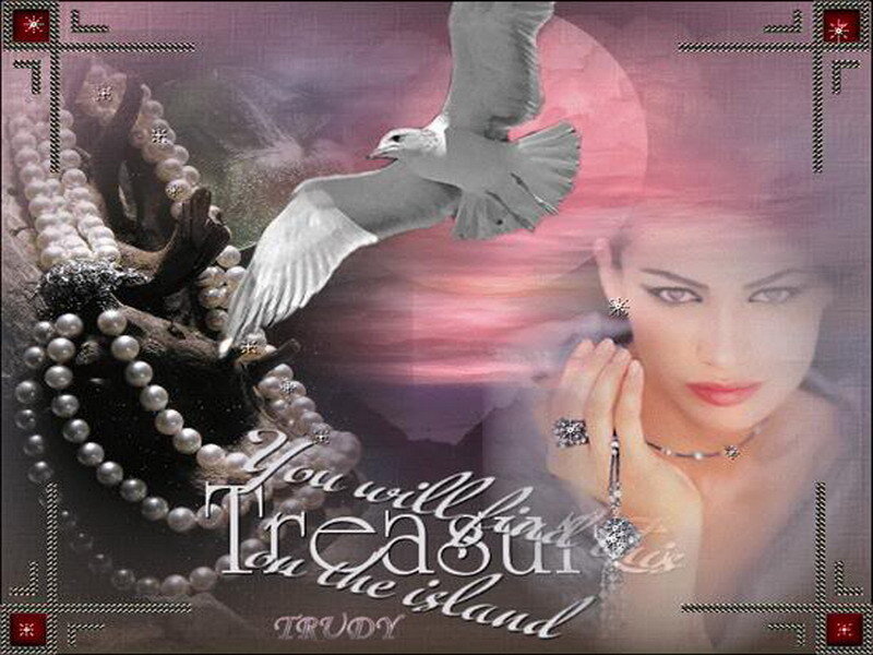 woman with pearls and bird