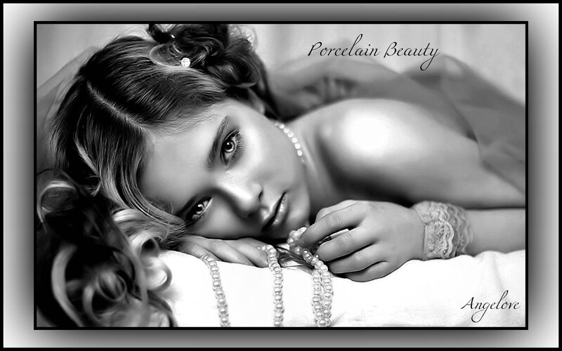 Woman with Pearls — Black, Dramatic, Photograph, Lace Bracelet