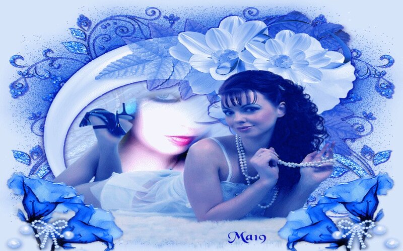 Woman with Pearls — Blue