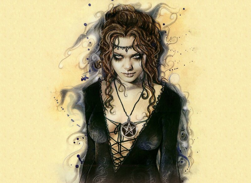 Woman with Pentagram Necklace — Brown