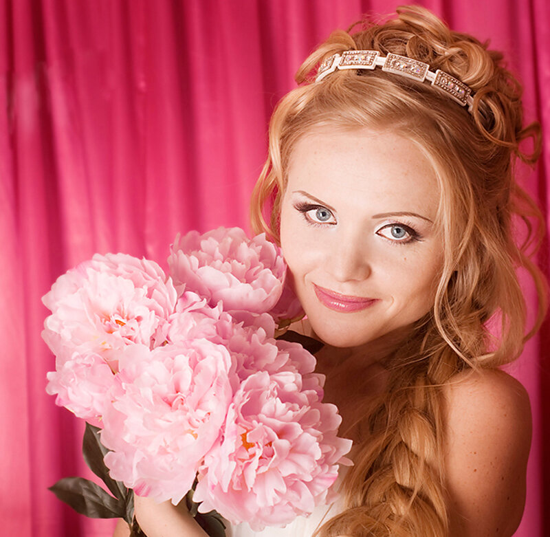 Woman with Peonies