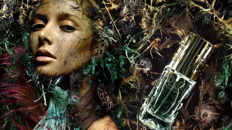 woman with perfume bottle