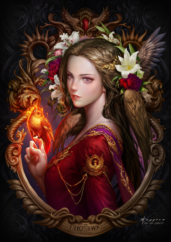 Woman with Phoenix Bird