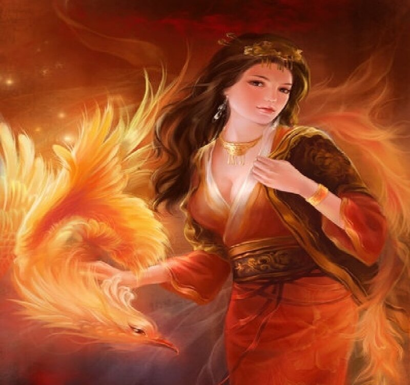 Woman with Phoenix — Orange